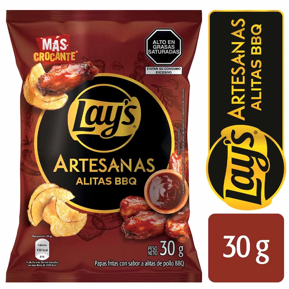 Lays Artesanas Alitas BBQ 30GR